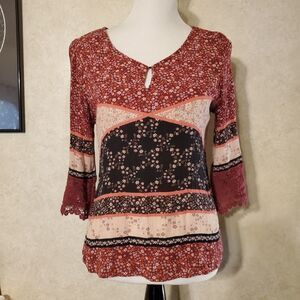 Maurices Patchwork peasant style top